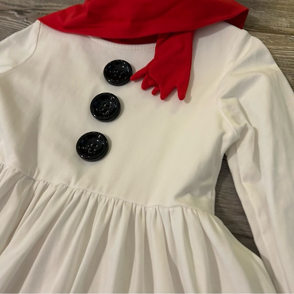 Festive Kids Snowman Dress with Red Trim - Picture 2 of 4